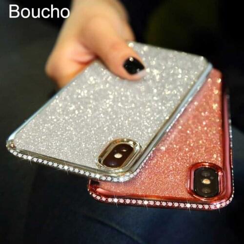 Boucho Glitter Phone Case for iphone 12 11 Pro Max XS MAX XR X 7 8 6 6s Plus Soft Silicone Diamond Sexy Girl Fashion Cover capa