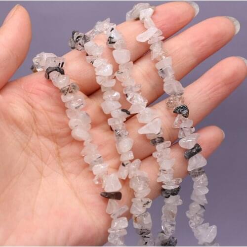 Natural Semi-Precious Stone Beads Exquisite Black Rutilated Quartz Gravel Beaded for Jewelry Making Bracelet Accessories 5-8mm