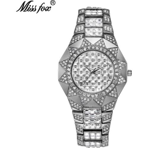 Miss Fox Brand Fashion luxury Womens Watches Top Brand Quartz Watch Female Diamond Solar Gold Watch clock relojes mujer