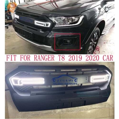 BLACK EXTERIOR AUTO MODIFIED MESH MASK GRILLE COVER ABS LED GRILL GRILLS FIT FOR 2019 2020 RANGER T8 HIGH WILDTRAK XTL