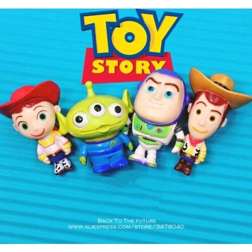 Disney Toy Story 3 Buzz Lightyear Woody Jessie 4pcs/set 3cm Q Version PVC Action Figures Dolls Kids Toys model for Children gift