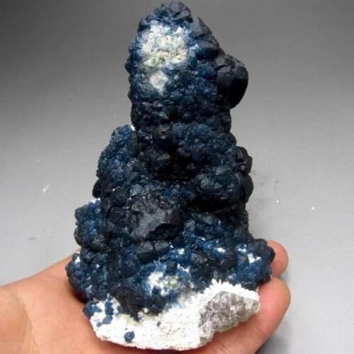 412g Blue Fluorite on Milch/Smoky Quarz Point - crystals and stones healing Mineral specimen Home Decor feng shui decoration