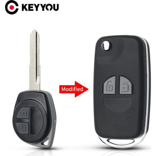 KEYYOU For Suzuki Swift Grage Vitara Alto 2 Buttons Flip Folding Car Key Case Shell Upgrade Remote Key with button pad