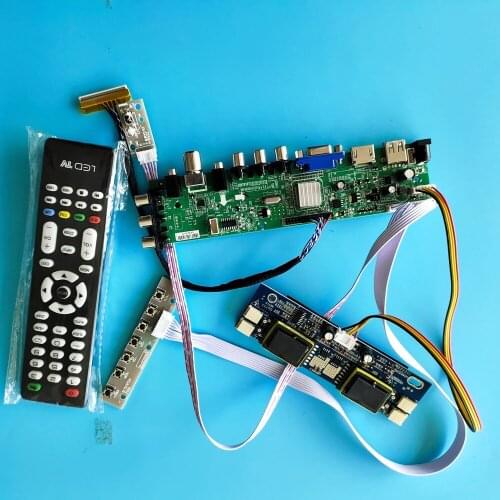 Kit for M190EN04 V5/M190EN04 V1 Digital LCD Panel USB remote DVB-T 1280X1024 board AV TV 4 CCFL 30pin HDMI VGA Controller 19"