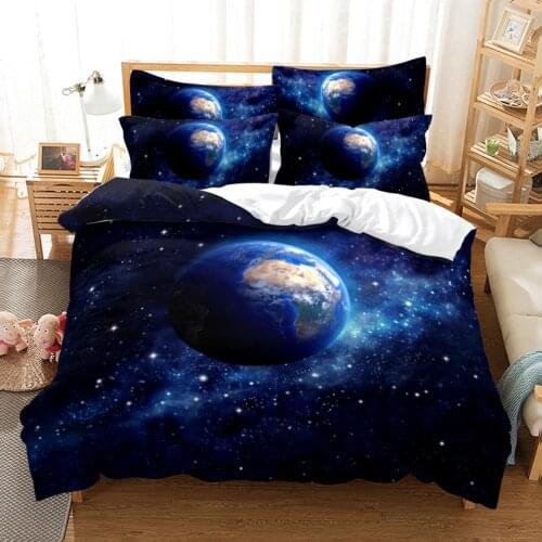 Cosmic Earth Dreamy Bedding Set Planet Cartoon Fashion Bedlinen Bedroom De King Queen Size For Kids Boys Duvet Cover