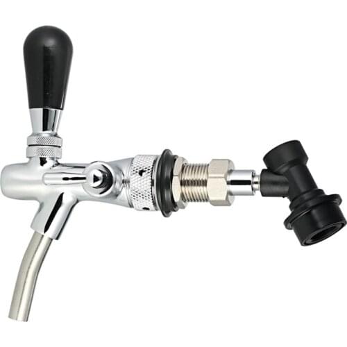 Beer Tap Adjustable Flows Chrome Draft Beer Tap G5/8 Shank Long Stem Home Brew Beer Keg Taps with Ball Lock Disconnect