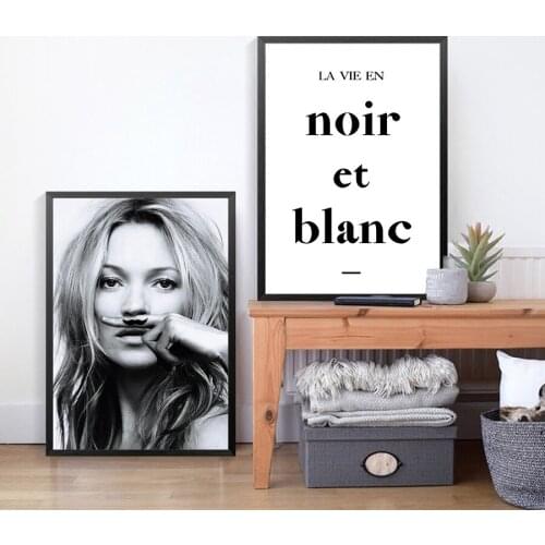 Fashion Wall Art Canvas Prints Magazine Cover Model Black and White Photo Poster French Decoration Paintings Living Room Decor