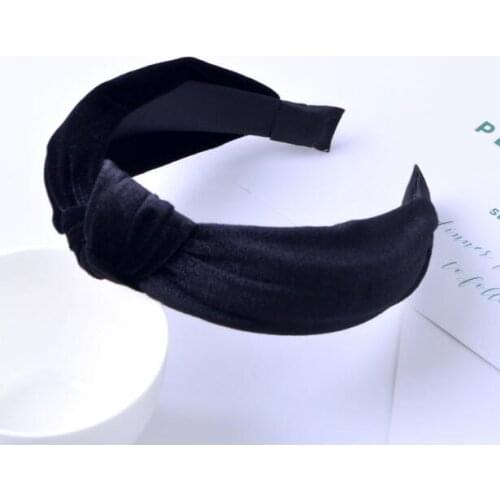 Solid Style Headdress Knotted Cross Gold Velvet Headband Fashion Wide Hair Hoop Hairband Women Hair Accessories Haarband