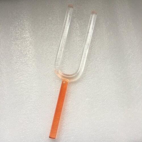 Orange color crystal tunning fork 4th octave D note 432Hz handle plated for meditation