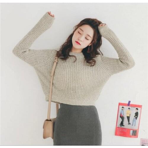 Autumn Winter Korean Coarse Wool Knitted Sweater Women Fashion O Neck Temperament Basic Pullovers Student Chic Slim Sweater