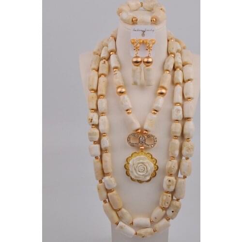Latest White Coral Jewelry Set Nigerian Wedding African Beads Bridal Jewelry Sets for Women 3C-A-04