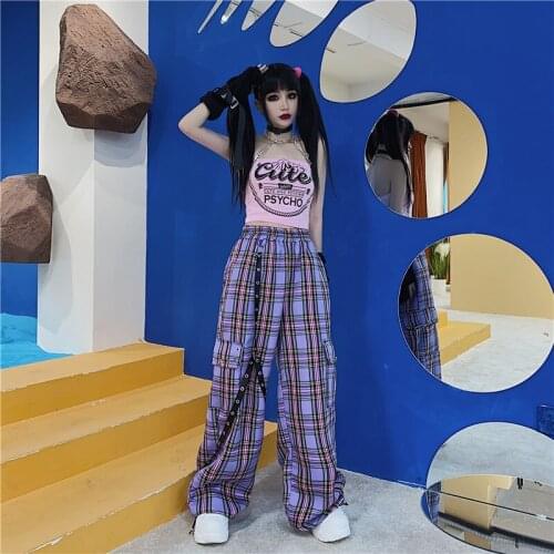 QWEEK Women's Plaid Trousers