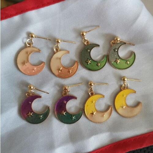 Ex147 4mm small ball pin earrings cute fashion personality alloy moon earrings Womens jewelry accessories