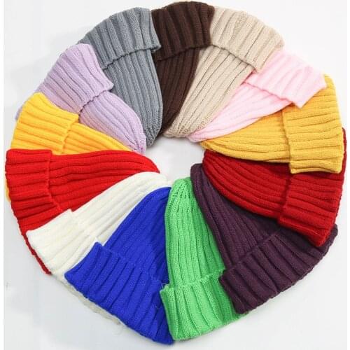 Children Hat Winter Warm Kids Fashion Knitted Hat Solid Color HipHop Cap Earflap Beanies Autumn Boy Girl Casual Crochet Hats