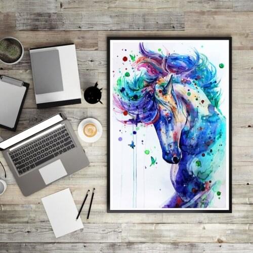 Modern Abstract Watercolor Horse Oil Painting on Canvas Wall Art Posters and Prints Wall Art Pictures for Living Room Decoration