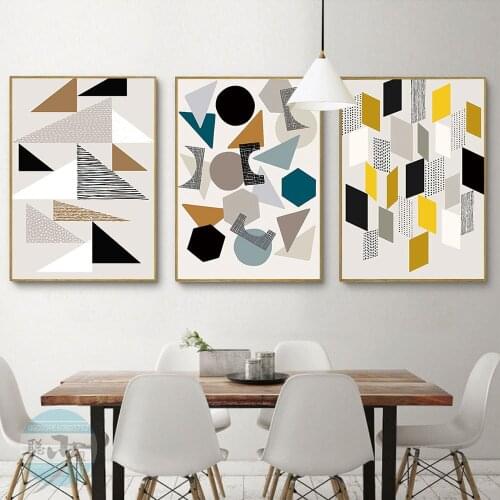 Nordic Modern Creative Abstract Painte Square Triptych Wall Art Canvas Pictures Living Room Study Decorative Painting Mural