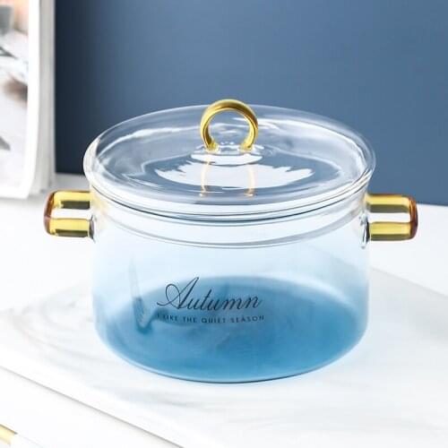 Northern European tableware glass heat-resistant double ears anti scalding household fruit salad soup rice noodle bowl