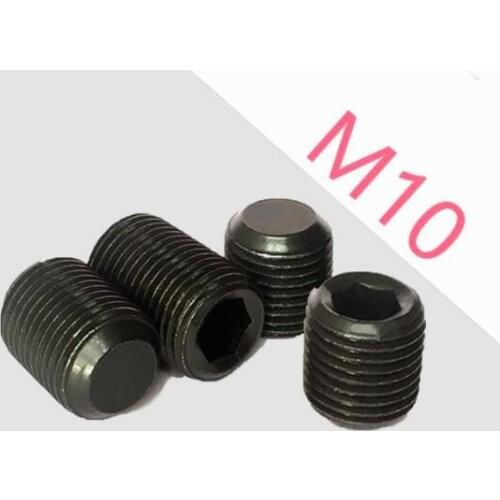 20pcs M10 allen set screws inner hex socket 1mm/1.25mm fine pitch thread bolts flat ends male screw carbon steel 8mm-30mm length