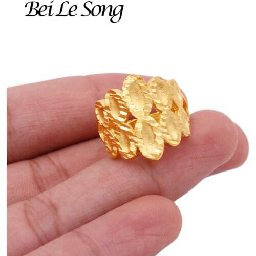 Jewellery ring Dubai 24K gold color rings for women wedding party gifts luxury resizable ring African French girls of the rings