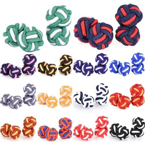 Silk Knot Cufflinks Upscale Mens Classic Double Rope Ball Knot Shape Cuff Links Handmade Silk Knots Cuff Link For Men