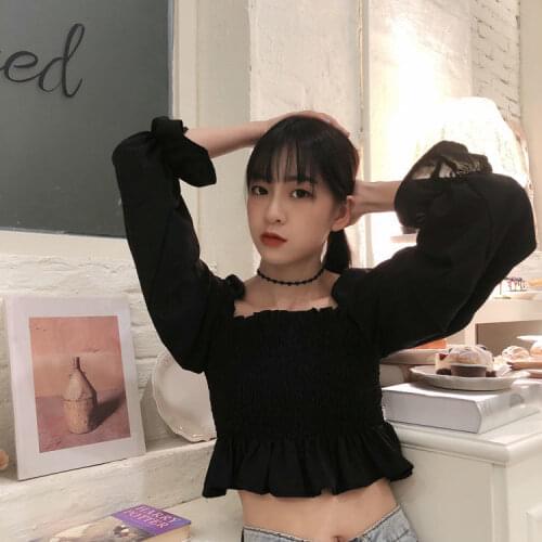 Blouse Women Shirt Chiffon Square Collar Design Ruffled Autumn Long-Sleeved Top Women Blusas Mujer De Moda