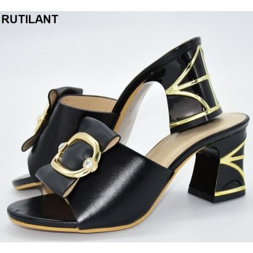 Women Pumps Shoes Decorated with Rhinestone Nigerian Women Party Pumps High Heels Ladies Shoes Summer Slippers Good Quality