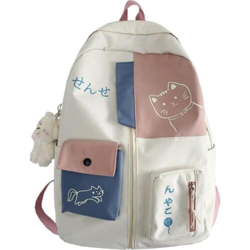 Women School Backpack Kawaii Patchwork Female Large Capacity Japanese Style Bag