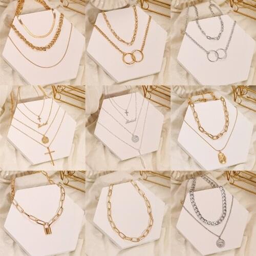 Vintage Golden Chains On The Neck Choker Necklaces For Women Fashion Punk Metal Multi-layer Necklaces Female Jewelry чокер