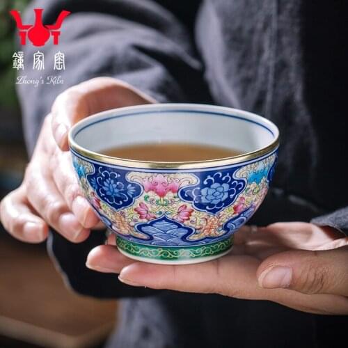 Zhongjiayao tea cup ceramic hand painted enamel Master Cup Jingdezhen high end tea set master cup tea cup single cup