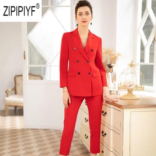 Женские осенние брючные костюмы ZIPIPIYF China At AliExpress