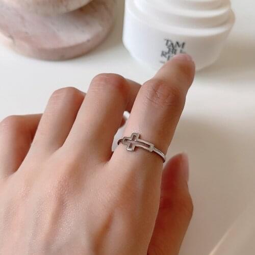 100% 925 Sterling Silver Cross Fashion Ring Finger For Women Lover Wedding Rings Genuine Luxury Jewelry