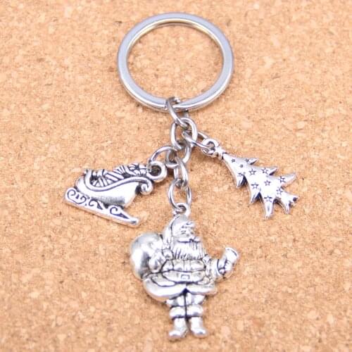 20pcs New Fashion DIY Keychain Christmas Santa Claus Pendants Men Jewelry Car Key Chain Souvenir For Gift