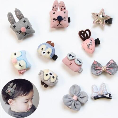 2019 Girl Hair Clips Cartoon Animal Hairpins Toddlers Kids Children Animal Bow SAFE Barrettes Hair Accessories Headwear