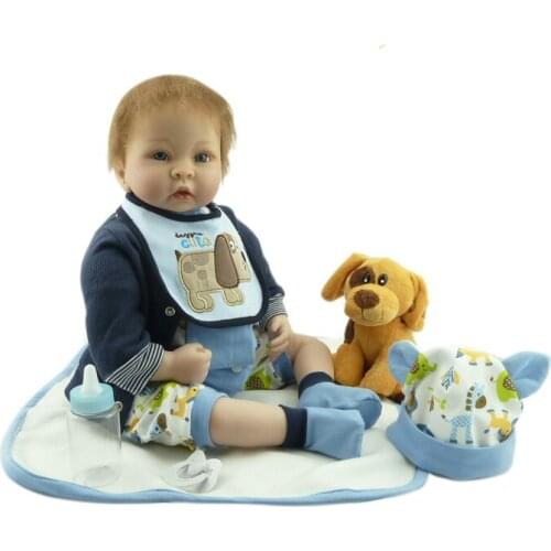 22" Reborn Dolls Toys Silicone Baby Dolls Luxury Plush Dog Accessories Set for Children Birthday Gift Bebe Alive Reborn Bonecas