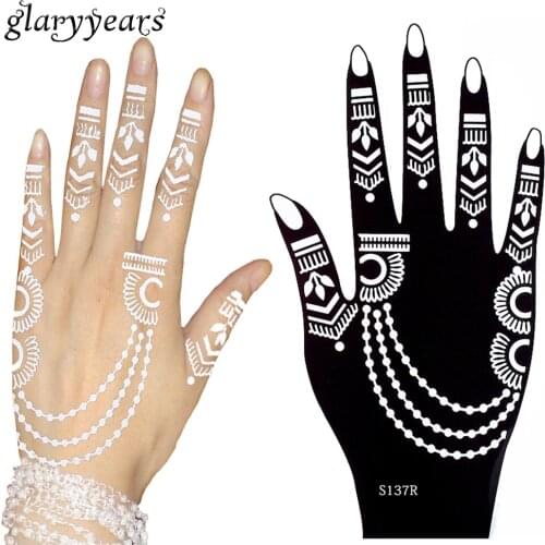 3 Pairs Flower Lace Henna Hands Tattoo Stencil Paste Drawing Jewelry Style for Women Body Painting Stencil Template 2019 S100#01