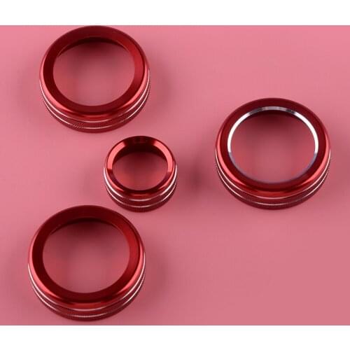 4pcs 4WD& Headlight & Rearview Mirror Switch Knob Trim Ring Cover Aluminum Alloy Fit For Ford F150 2009 2010 2011 2012 2013 2014