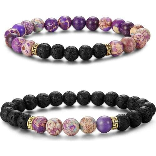 8mm Purple Fushia King Stone Bracelet Essential Oils Diffuser Lava Beads Natural Stone Yoga Bracelet For Men Women Gift