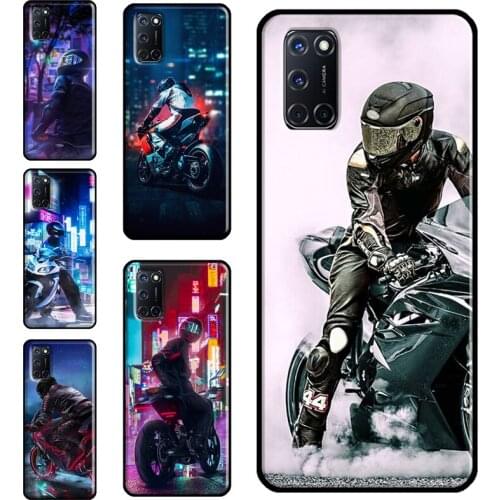Neon Motorcycle Biker Case For OPPO Find X3 Pro F5 A1K A3S A5S A15 A52 A72 A83 A91 A93 A5 A9 A31 A53 2020 Cover