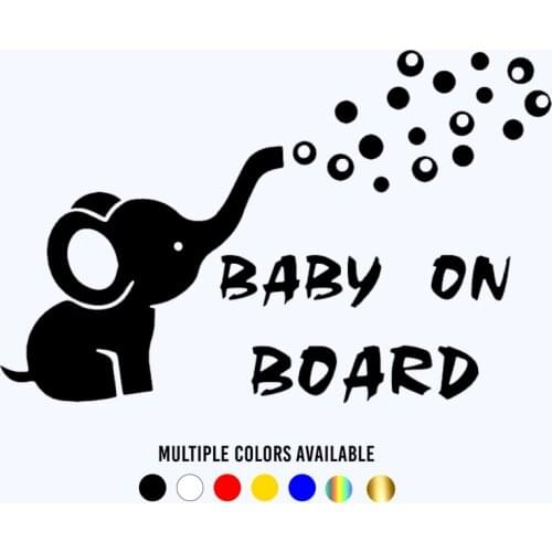 CK20829# Vinyl Decal Elephant Baby on Board Car Sticker Waterproof Auto Decors on Bumper Window Laptop