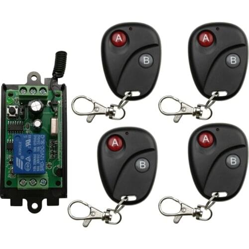 DC 12V 1 CH 1CH RF Wireless Remote Control Switch System Transmitter with Two-button Receiver Garage Doors /window /lamp