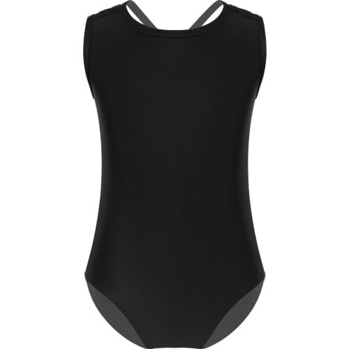 Kids Girls Ballet Leotard Summer Sleeveless Keyhole Back Slim Fit Ballet Exercise Gymnastics Costume Children Jumpsuti Bodysuit