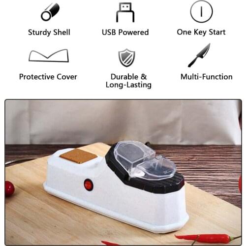 Electric Knife Sharpener USB Powered Multi-Function Electric Knife Sharpening Tool for Chef Kitchen Knife Fruit Knives Scissors