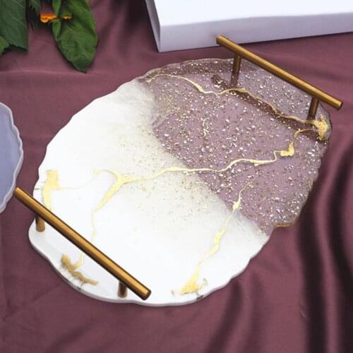 Resin Mold DIY Fruit Tray Crystal Epoxy Mold Table Tea Cup Pad Mold Tea Tray Holder Mould Silicone Casting Mold for DIY Crafts