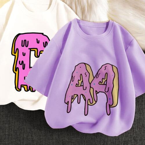 Pink T Shirt Cartoon Baby Kids Boys Girls Children Cute Short Sleeves Summer Clothing Letters Name Design Print Toddler O-neck