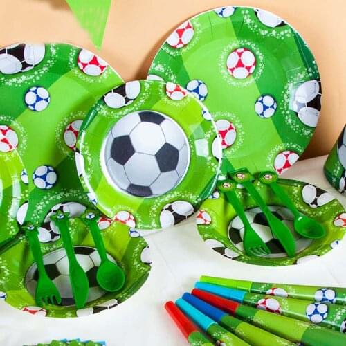 Football Theme Birthday Party Set Decoration Kids,Tableware Napkins Cup Flag Straw Kids Favor Boys Party Decoration Supplies