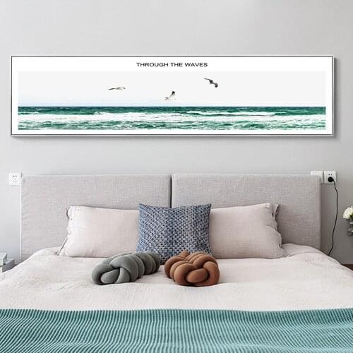 Gohipang Blue Sea And Sky Nordic Landscape Canvas Painting Free Seagull Waves Beach Art Poster Living Room Decor Seabirds Wall