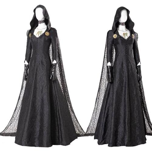 Game RE 8: Village Cosplay Costume Daniela Black Dress Role-playing Halloween Carnival Outfit Full Sets With Accessories