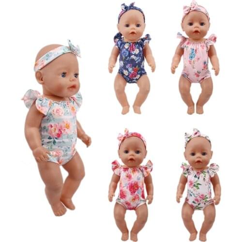 Doll Flower Swimsuit 2Pcs/Set Fit 18 Inch American&43Cm New Born Baby,Generation,Birthday Girls Russian DIY Toy Gift