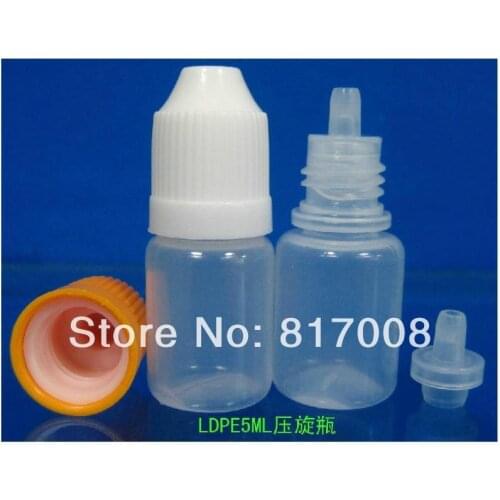 Lot 100 Pcs 5 ml (1/6 oz) Plastic Dropper Bottles With CHILD Proof Caps & Tips Child Safe New PE LDPE For E Vapor Cig Liquid