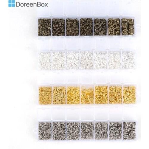 1 Box Doreen Box Mixed Open Jump Rings Findings Kits 3-8mm Iron Alloy Gold Silver Color DIY Jewelry Making Accessories Wholesale